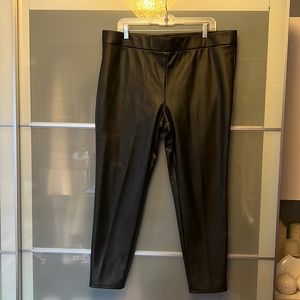 Xl pull on faux leather pants in black